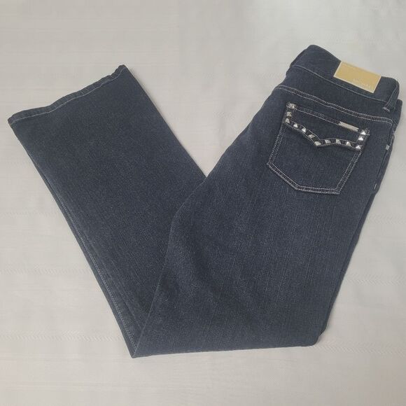 MICHAEL Michael Kors Jeans Y2K Low Rise Boot Cut Denim Stud Sausalito 10 New - Picture 1 of 14